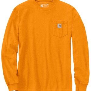 CARHARTT MEN'S ORANGE LOOSE FIT HEAVYWEIGHT LONG SLEEVE POCKET T-SHIRT 4XL